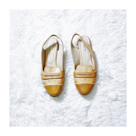 All Black Tan Two Tone Sling Back Flats SZ36 - Picture 1 of 5